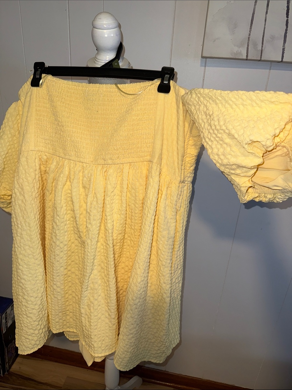 Abercrombie & Fitch Yellow Puff-Sleeve Smocked Mini Dress - Picture 5 of 10